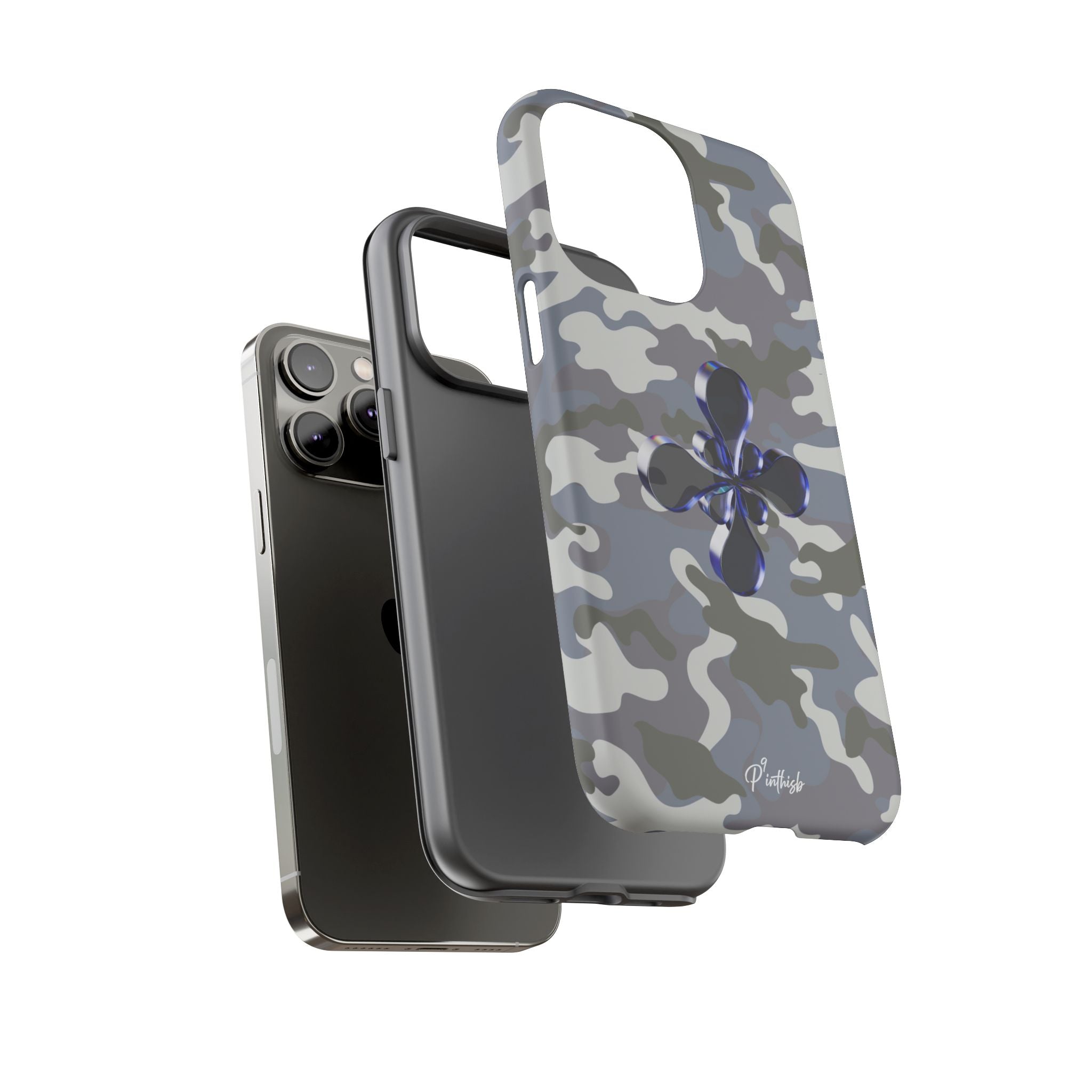 Camouflage with Blue Metallic Clover Tough Case