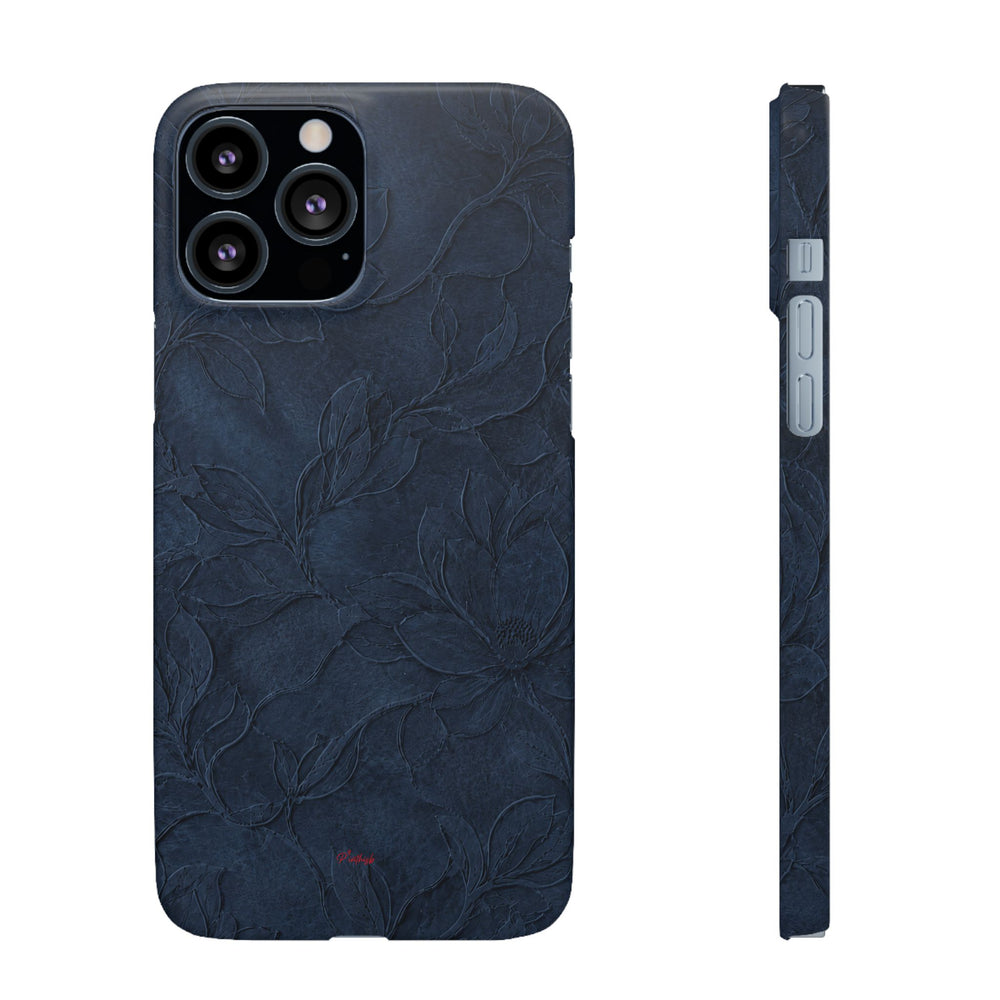 Navy Floral Textured Snap Case