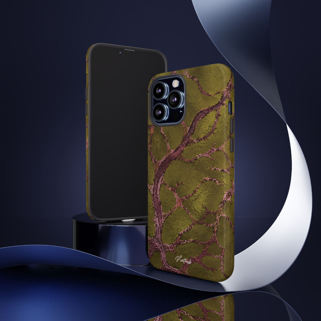 Olive & Rose Gold Tree Pattern Phone Case