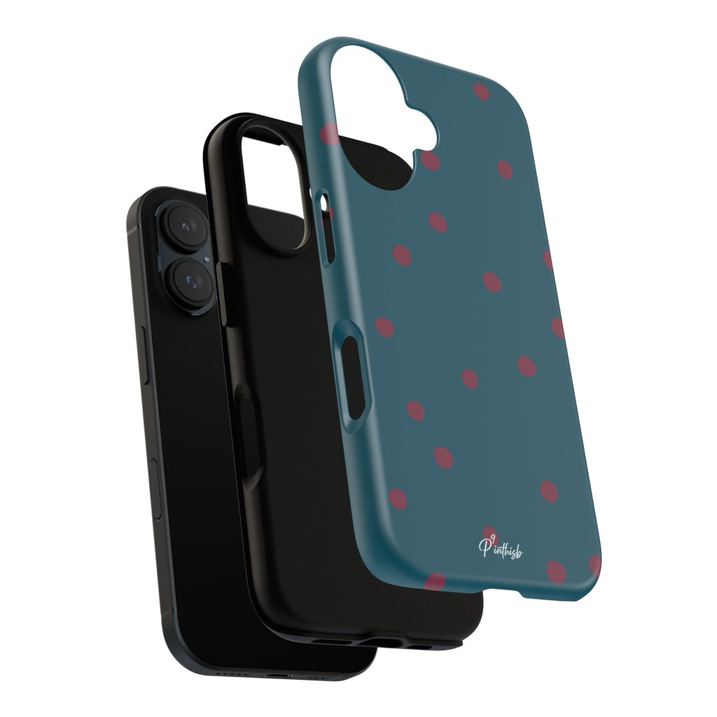 Teal & Burgundy Polka Dot Tough Phone Case