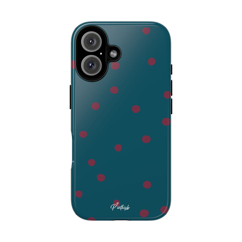 Teal & Burgundy Polka Dot Tough Phone Case
