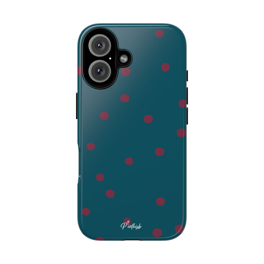 Teal & Burgundy Polka Dot Tough Phone Case