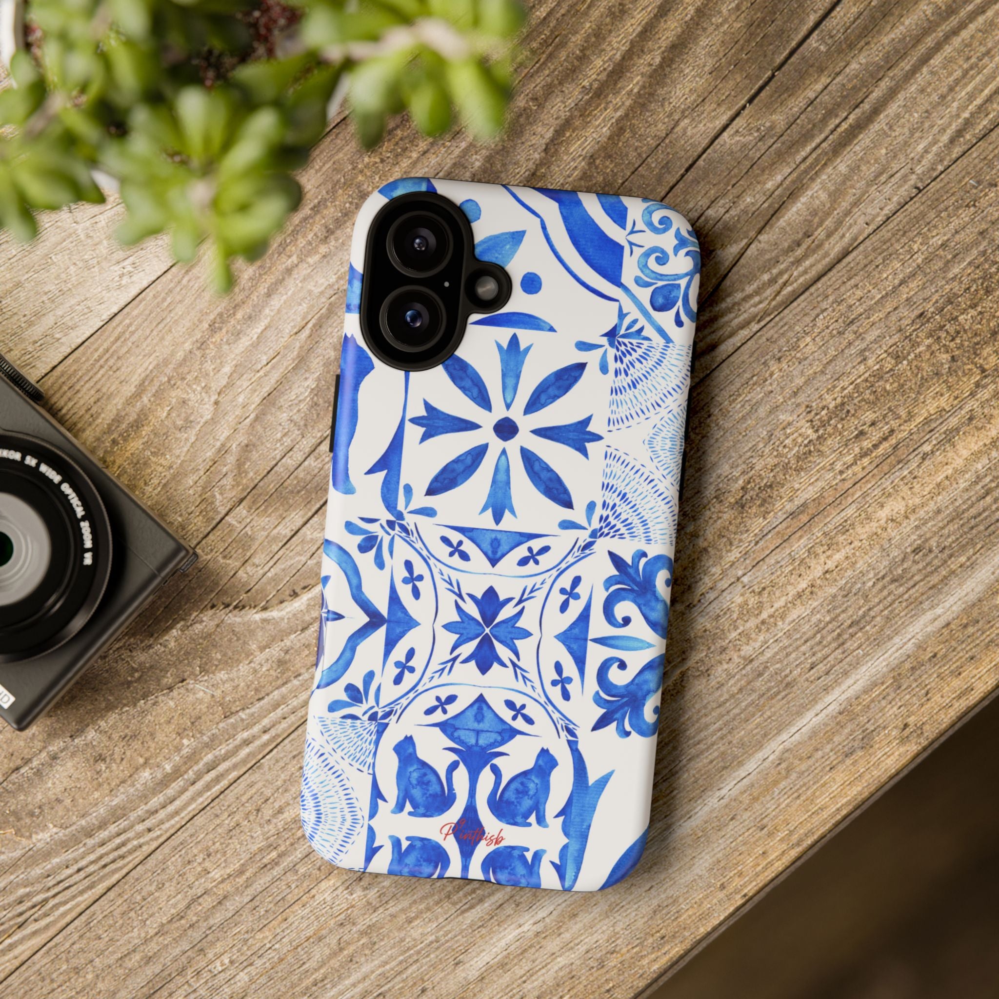 Blue Tile Pattern Tough Phone Case