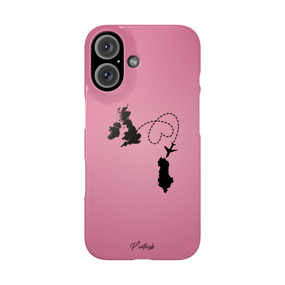 UK to Albania Pink Snap Phone Case