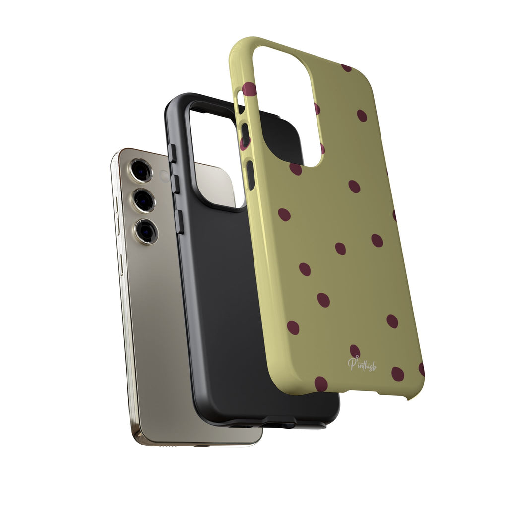 Yellow & Burgundy Polka Dot Tough Phone Case