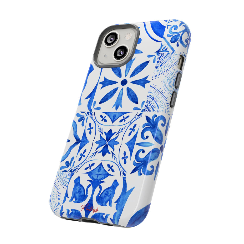 Blue Tile Pattern Tough Phone Case