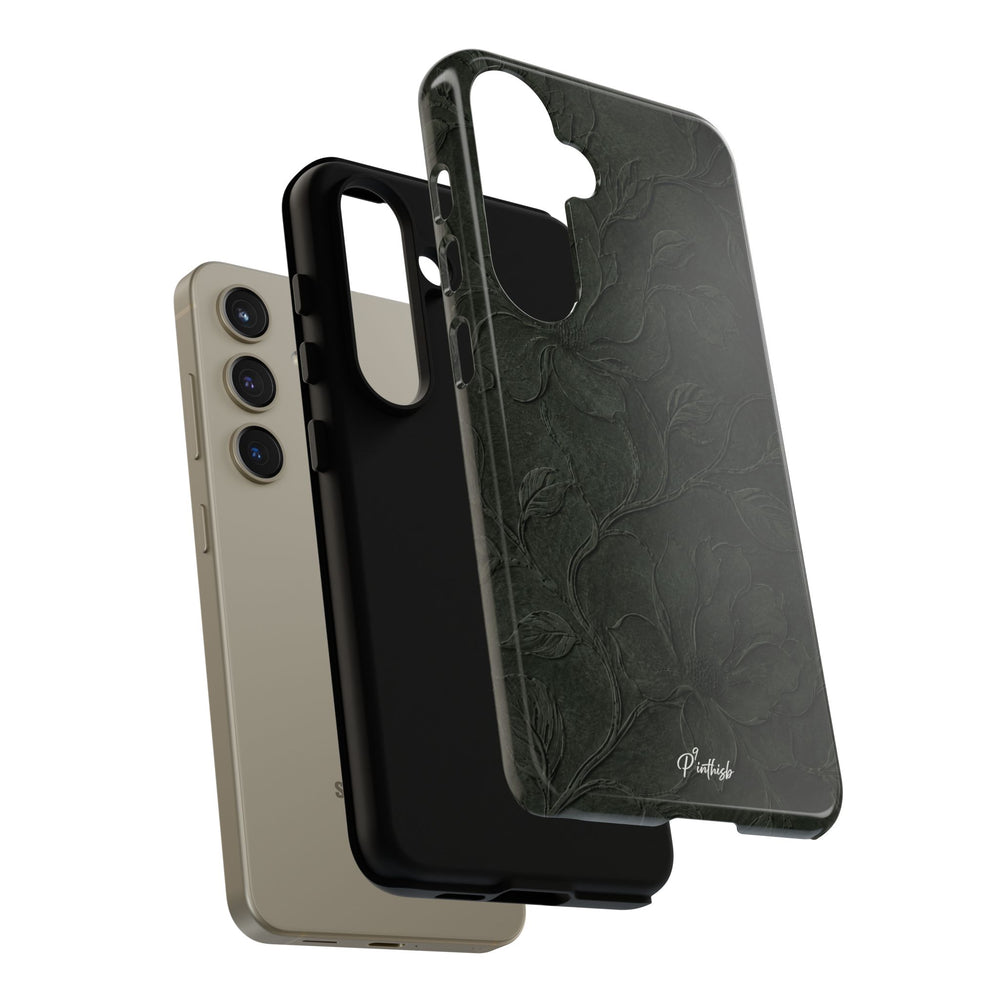 Dark Olive Floral Texture Tough Case