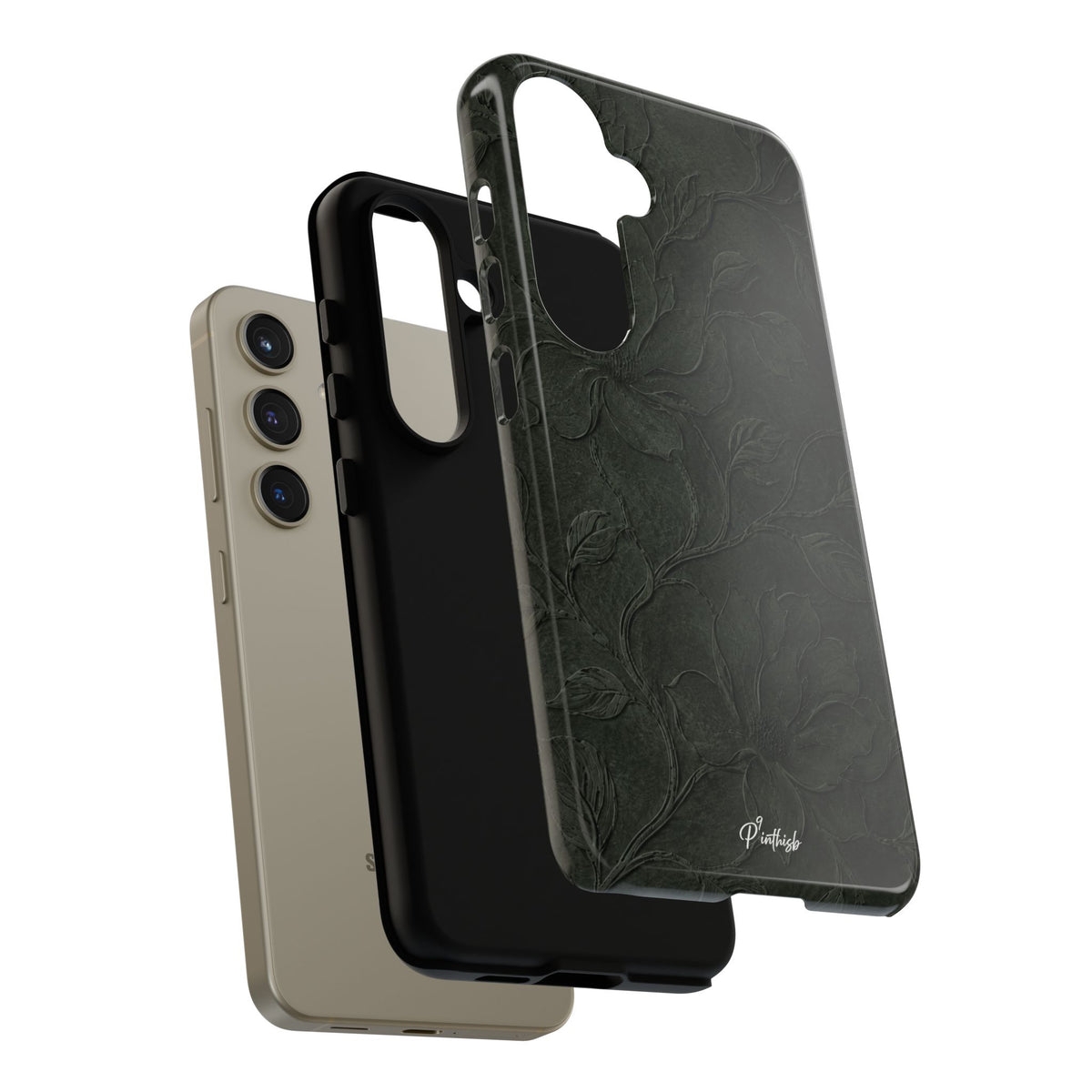 Dark Olive Floral Texture Tough Case