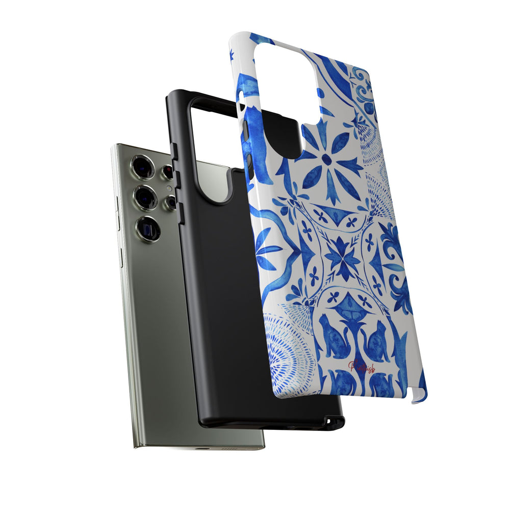 Blue Tile Pattern Tough Phone Case