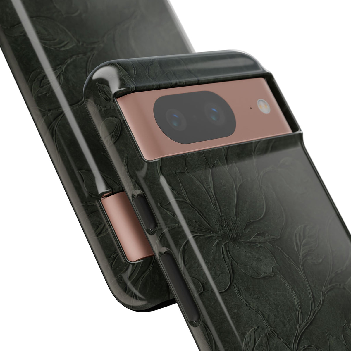 Dark Olive Floral Texture Tough Case