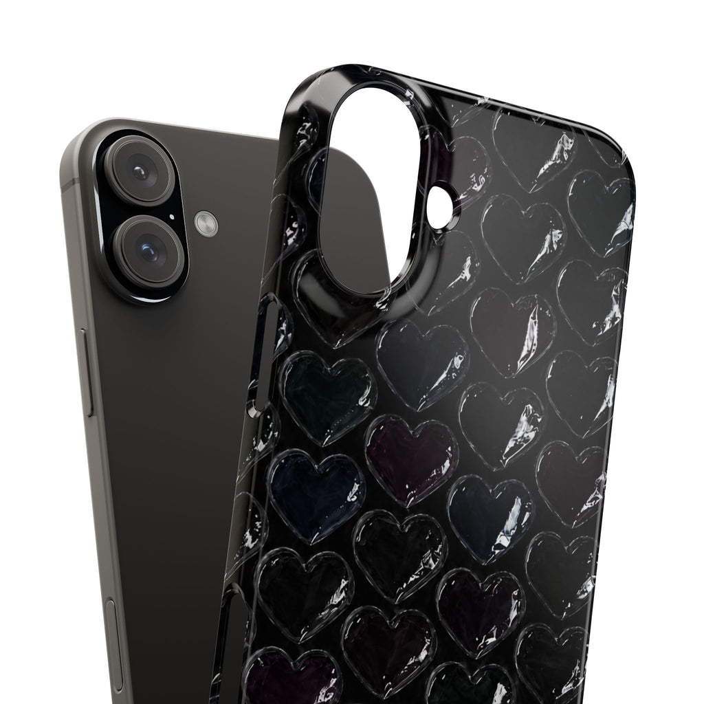 Black Pop Hearts Snap Case