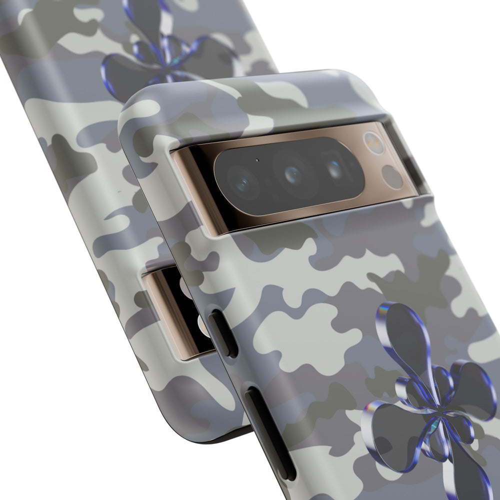 Camouflage with Blue Metallic Clover Tough Case