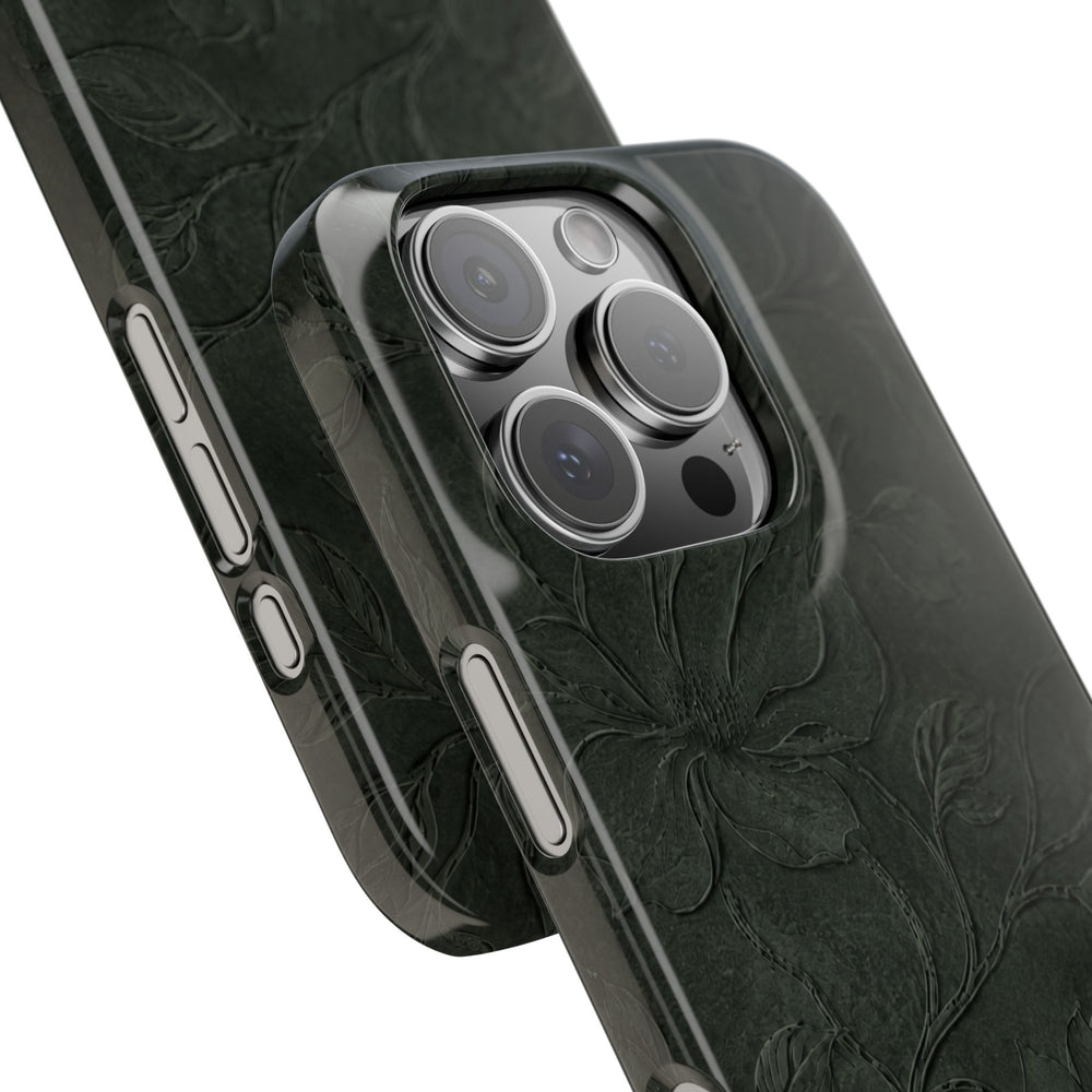 Dark Olive Floral Texture Snap Case