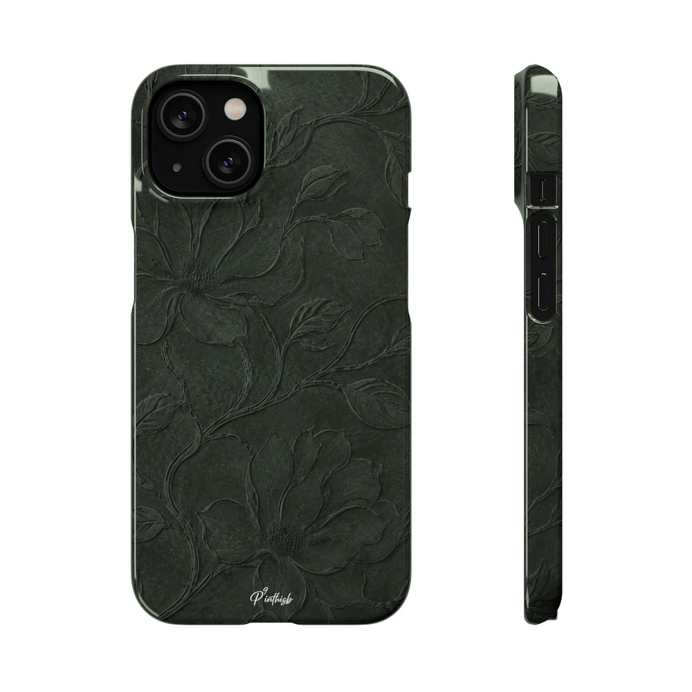 Dark Olive Floral Texture Snap Case