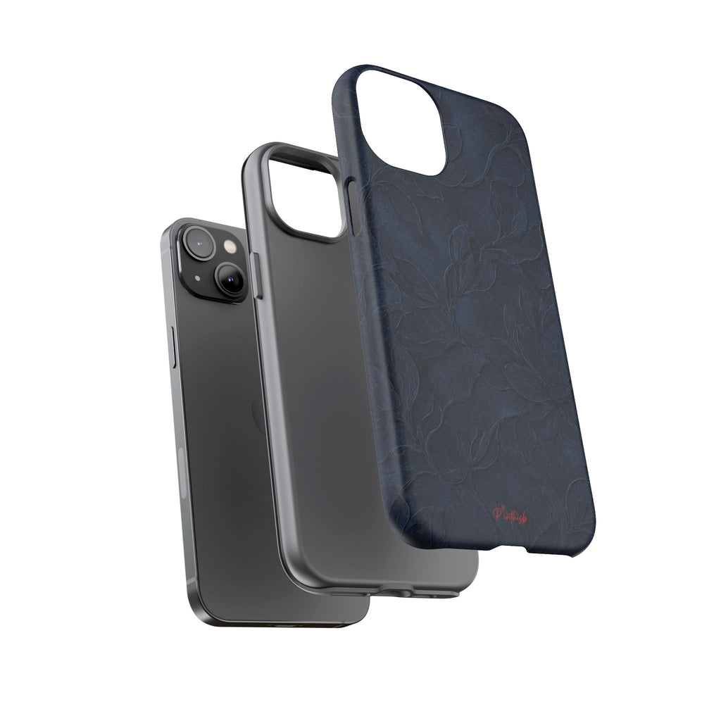 Navy Floral Textured Tough Case
