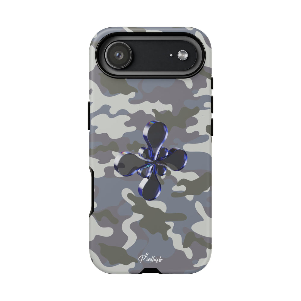 Camouflage with Blue Metallic Clover Tough Case