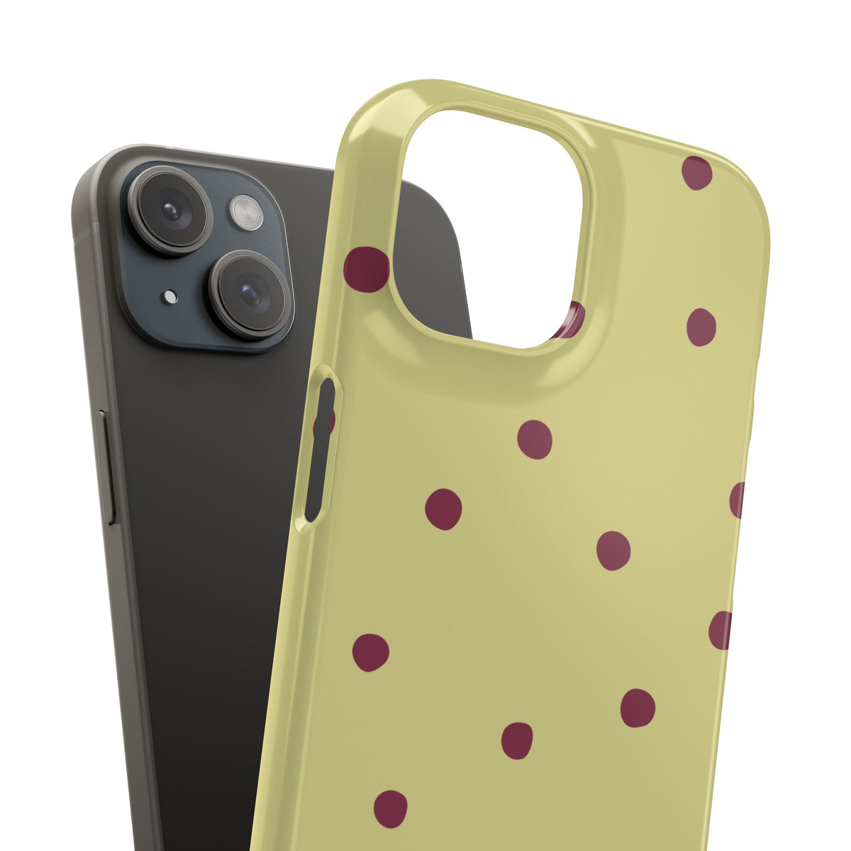 Yellow & Burgundy Polka Dot Snap Phone Case