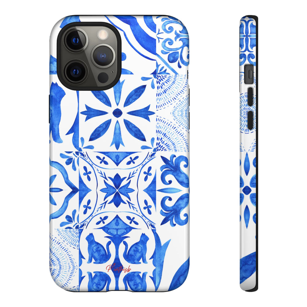 Blue Tile Pattern Tough Phone Case