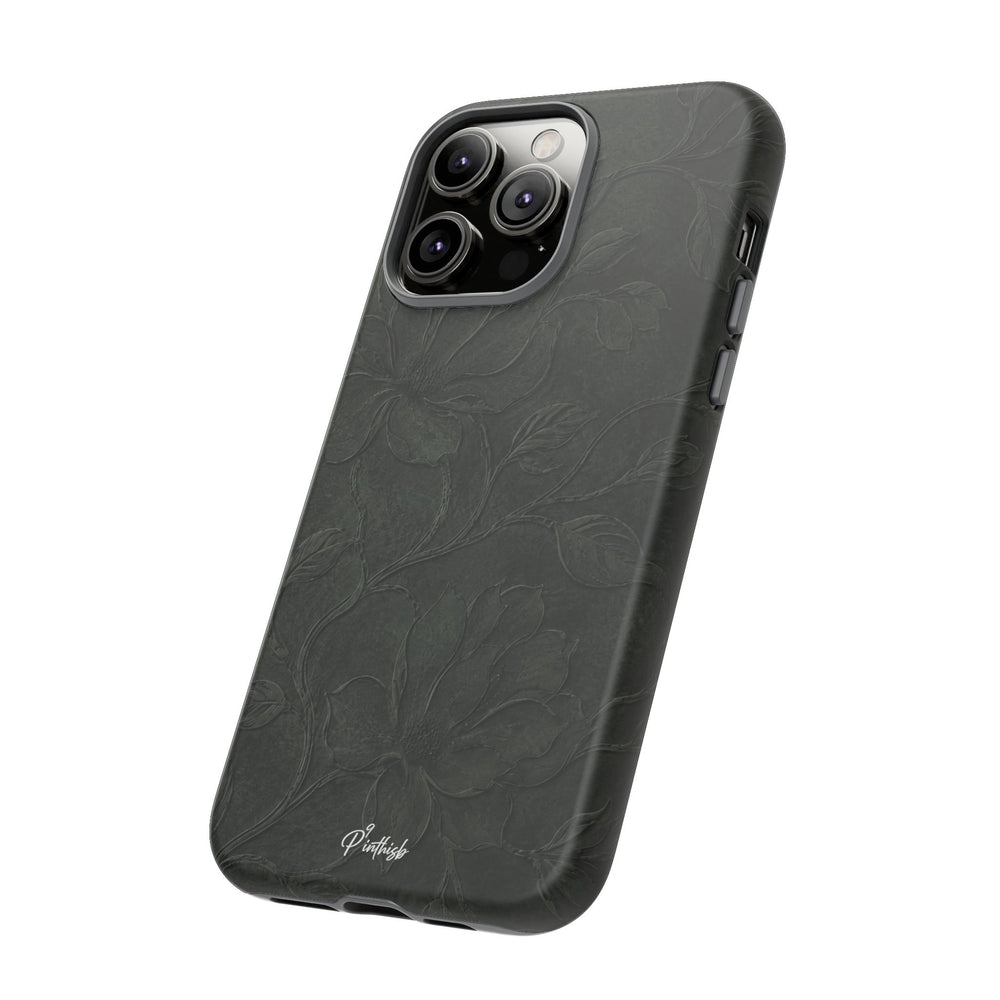 Dark Olive Floral Texture Tough Case
