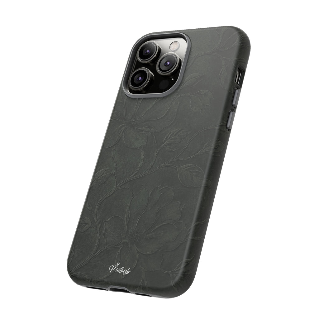 Dark Olive Floral Texture Tough Case