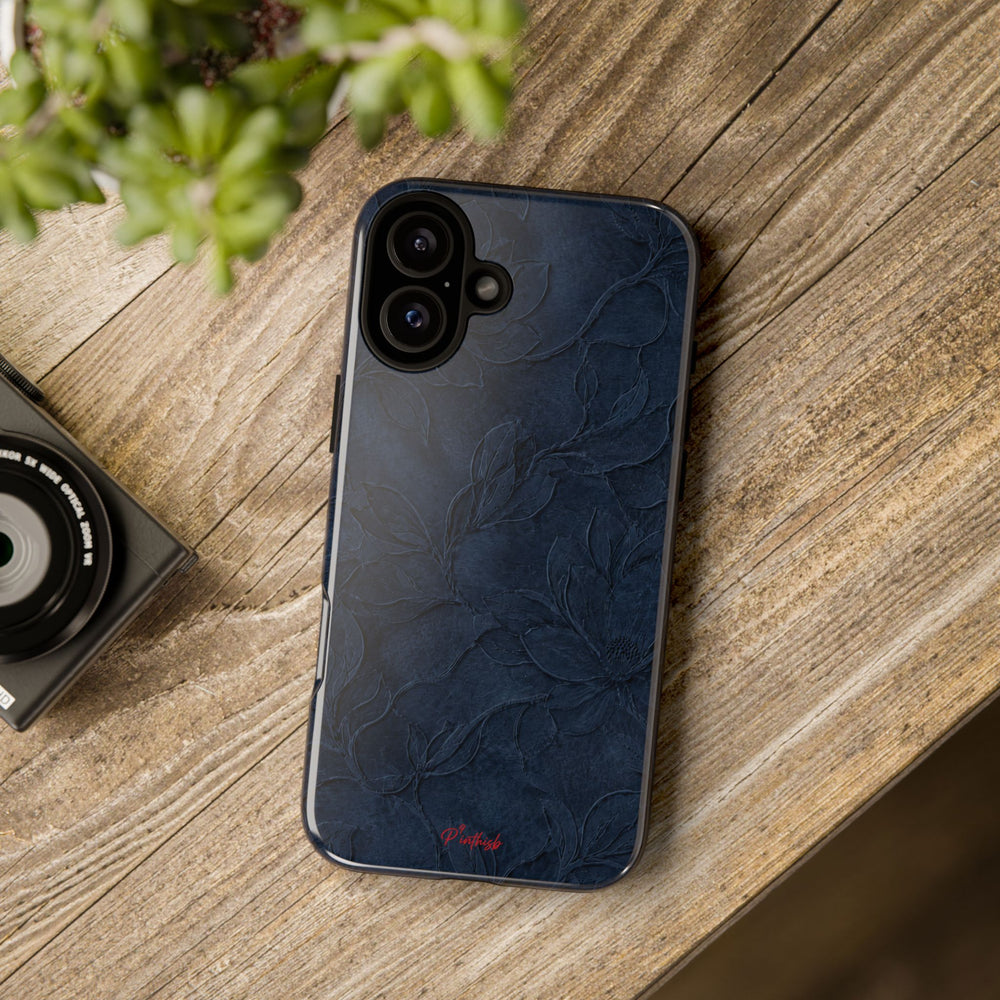 Navy Floral Textured Tough Case
