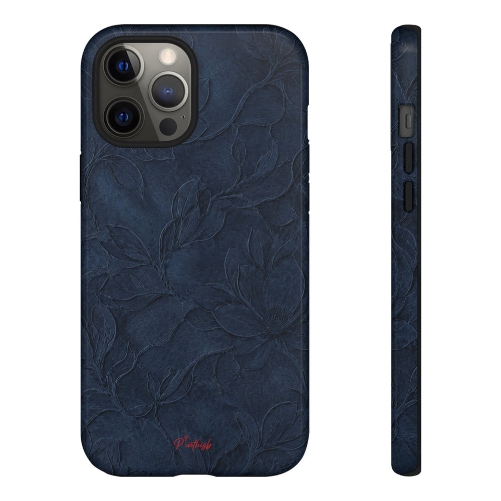Navy Floral Textured Tough Case