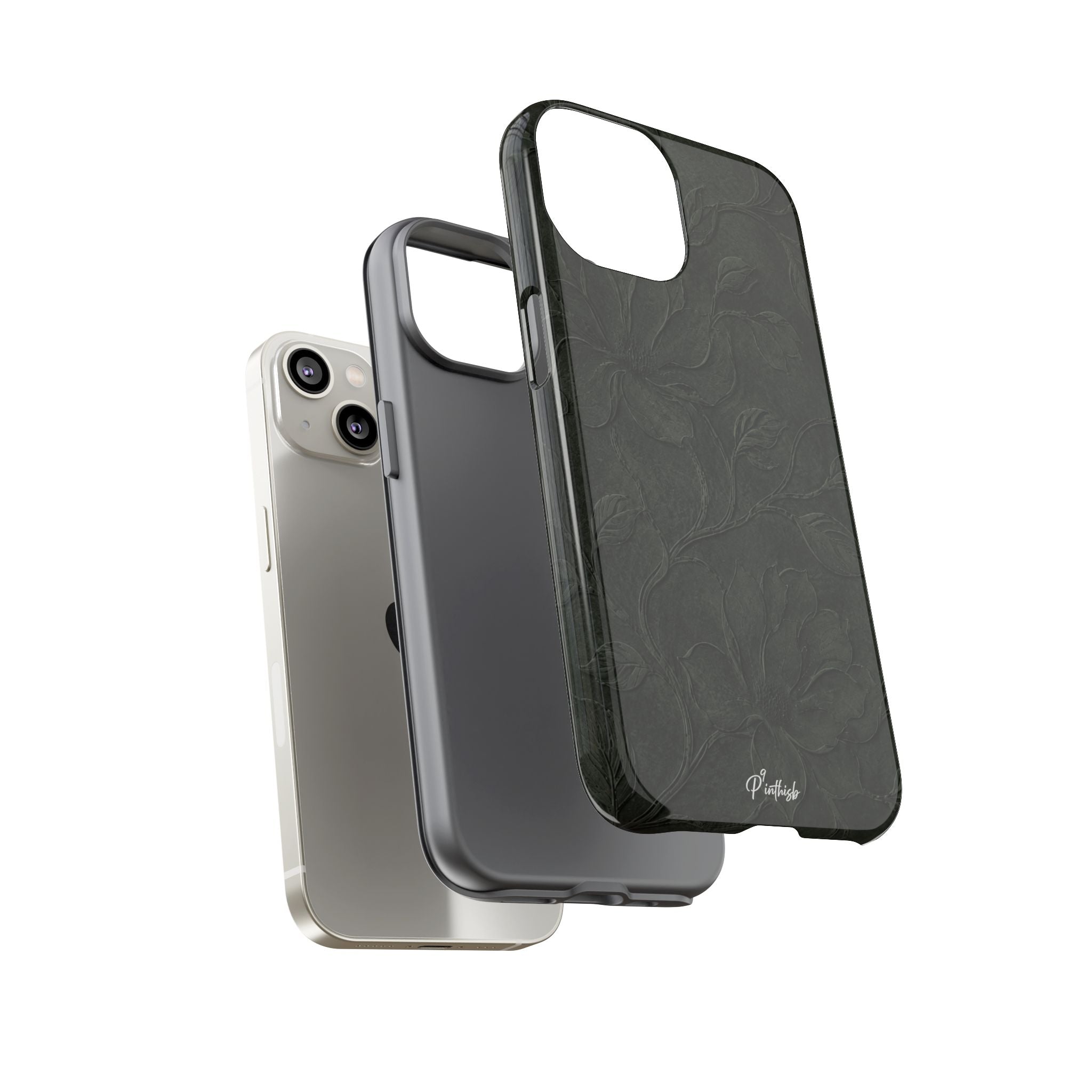 Dark Olive Floral Texture Tough Case