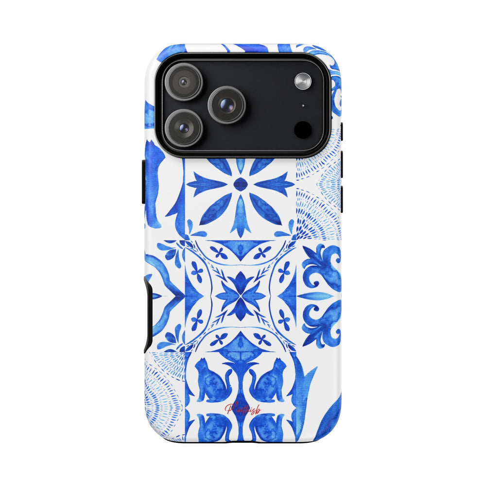Blue Tile Pattern Tough Phone Case