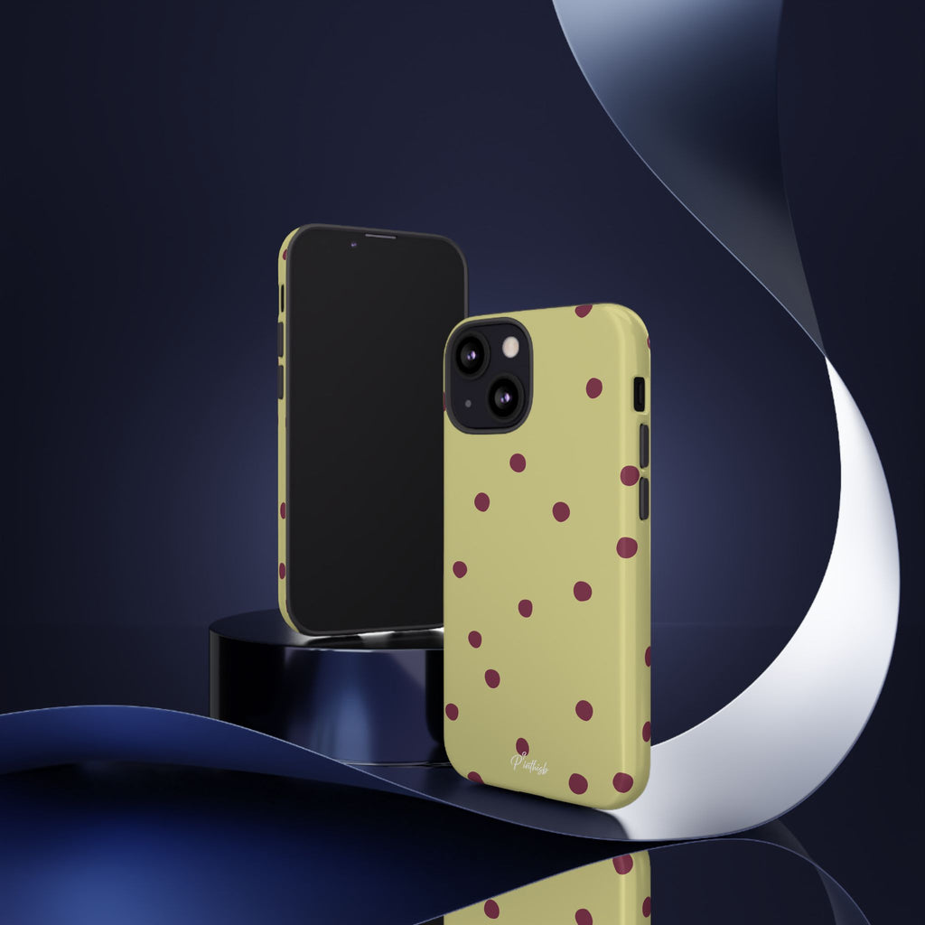 Yellow & Burgundy Polka Dot Tough Phone Case