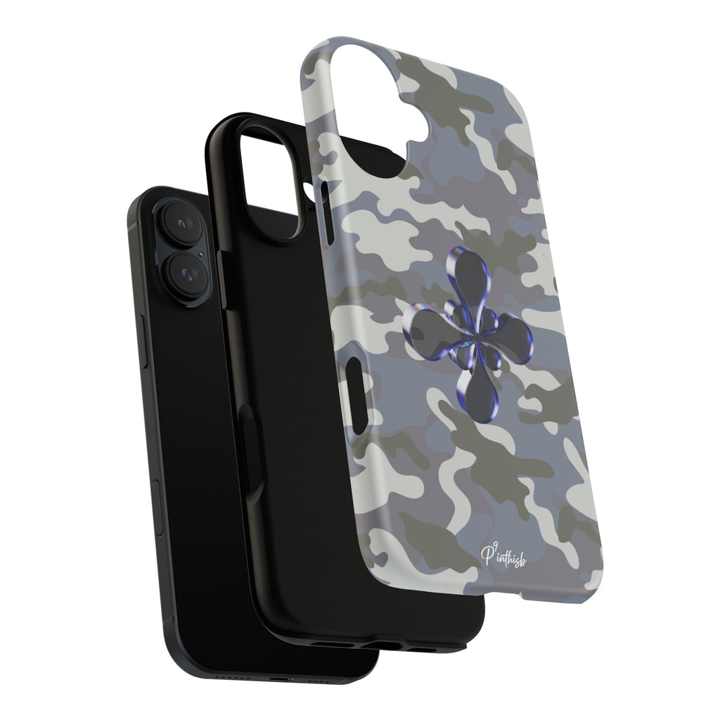 Camouflage with Blue Metallic Clover Tough Case