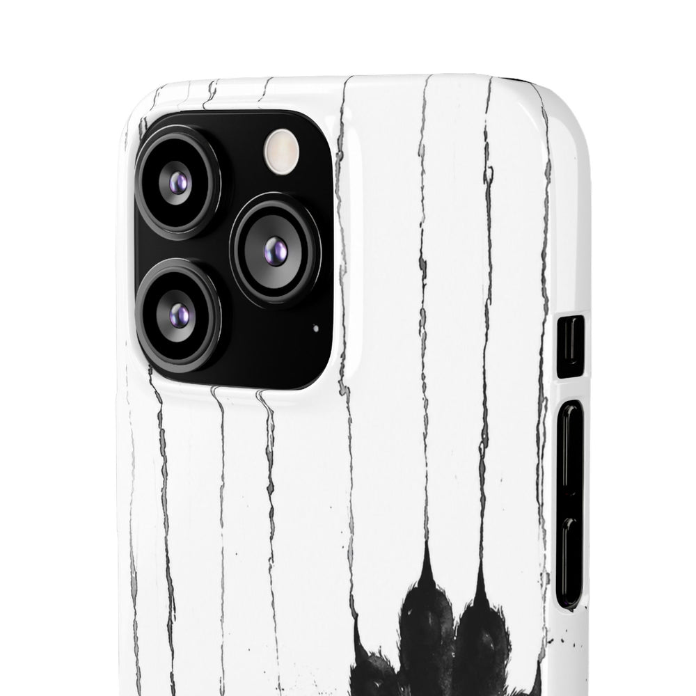 Black Ink Paw Print Snap Case