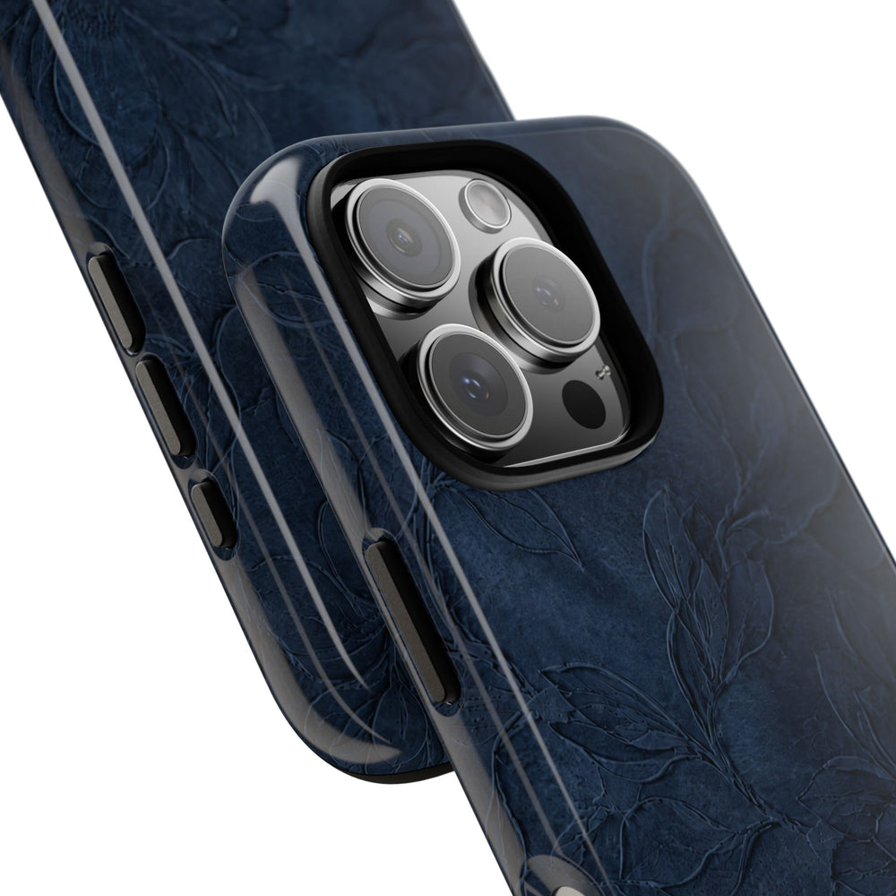 Navy Floral Textured Tough Case