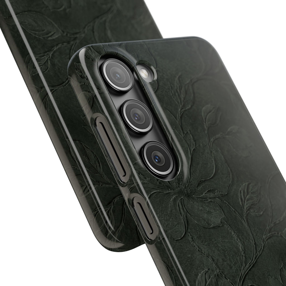 Dark Olive Floral Texture Snap Case