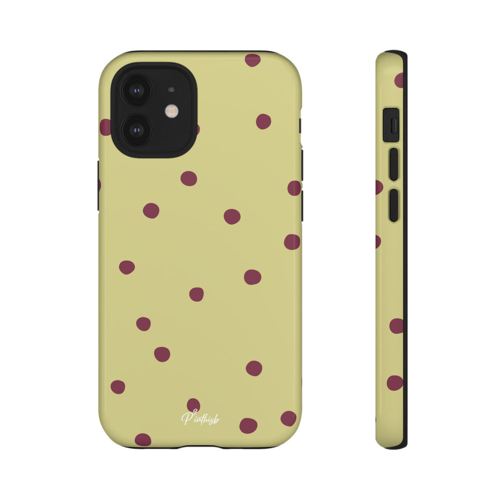 Yellow & Burgundy Polka Dot Tough Phone Case