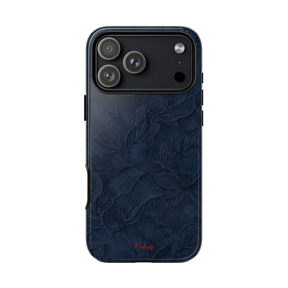 Navy Floral Textured Tough Case