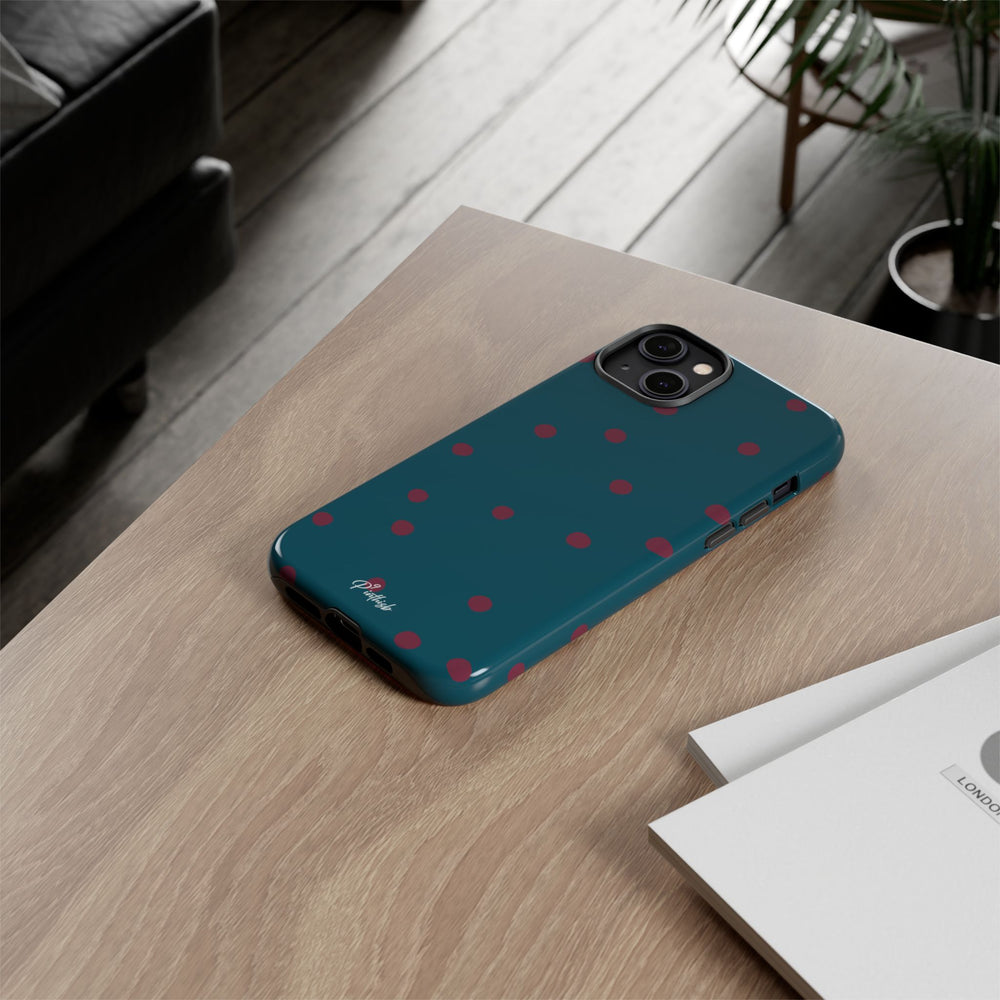 Teal & Burgundy Polka Dot Tough Phone Case