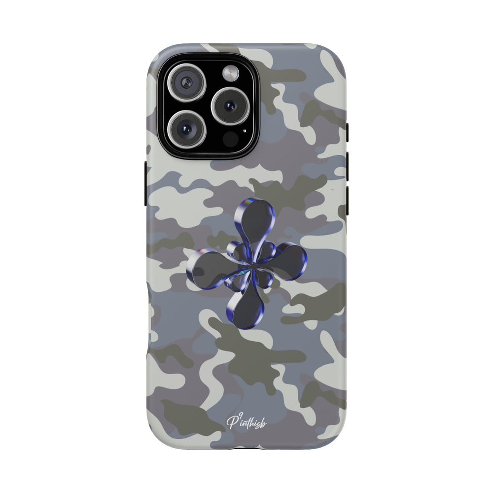 Camouflage with Blue Metallic Clover Tough Case