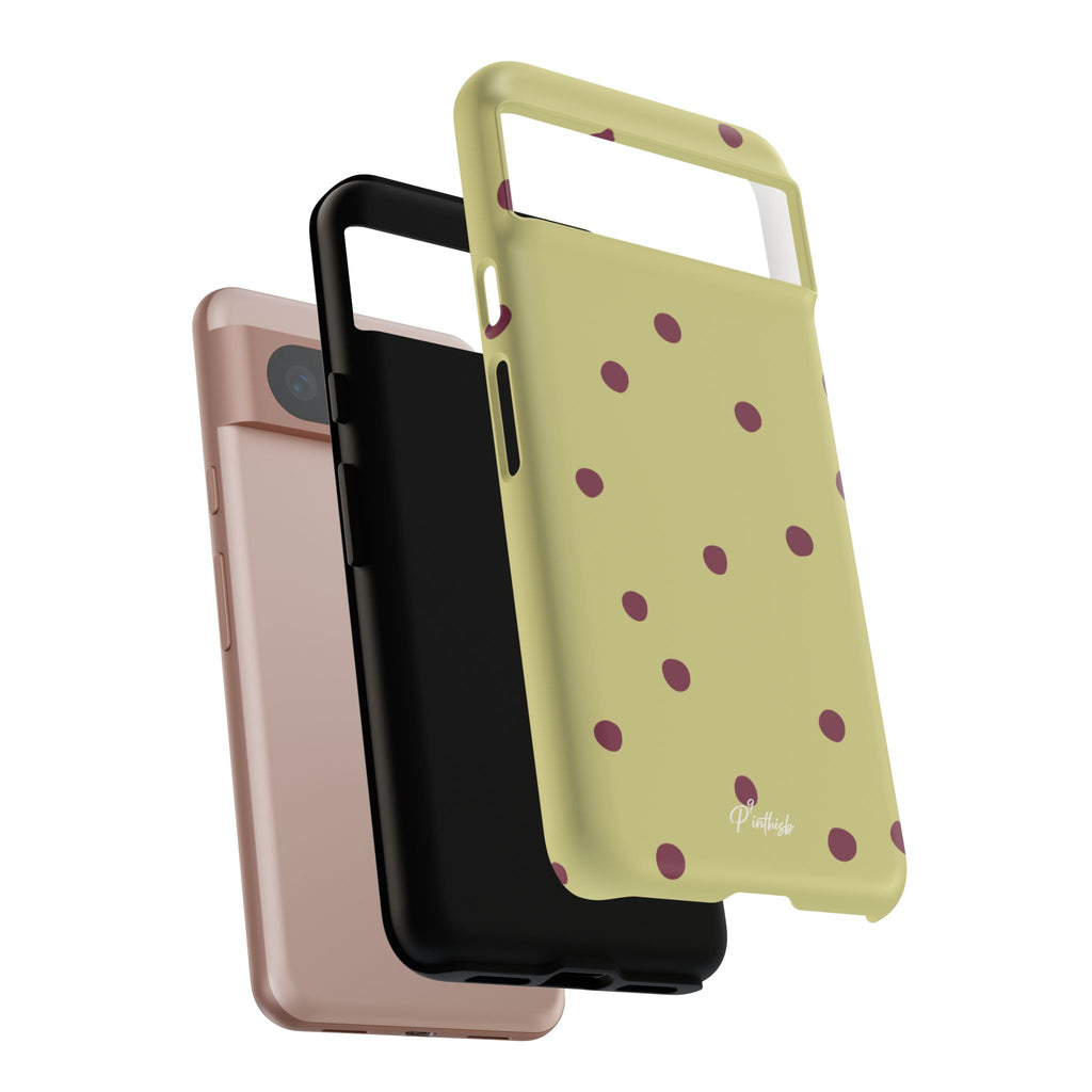 Yellow & Burgundy Polka Dot Tough Phone Case