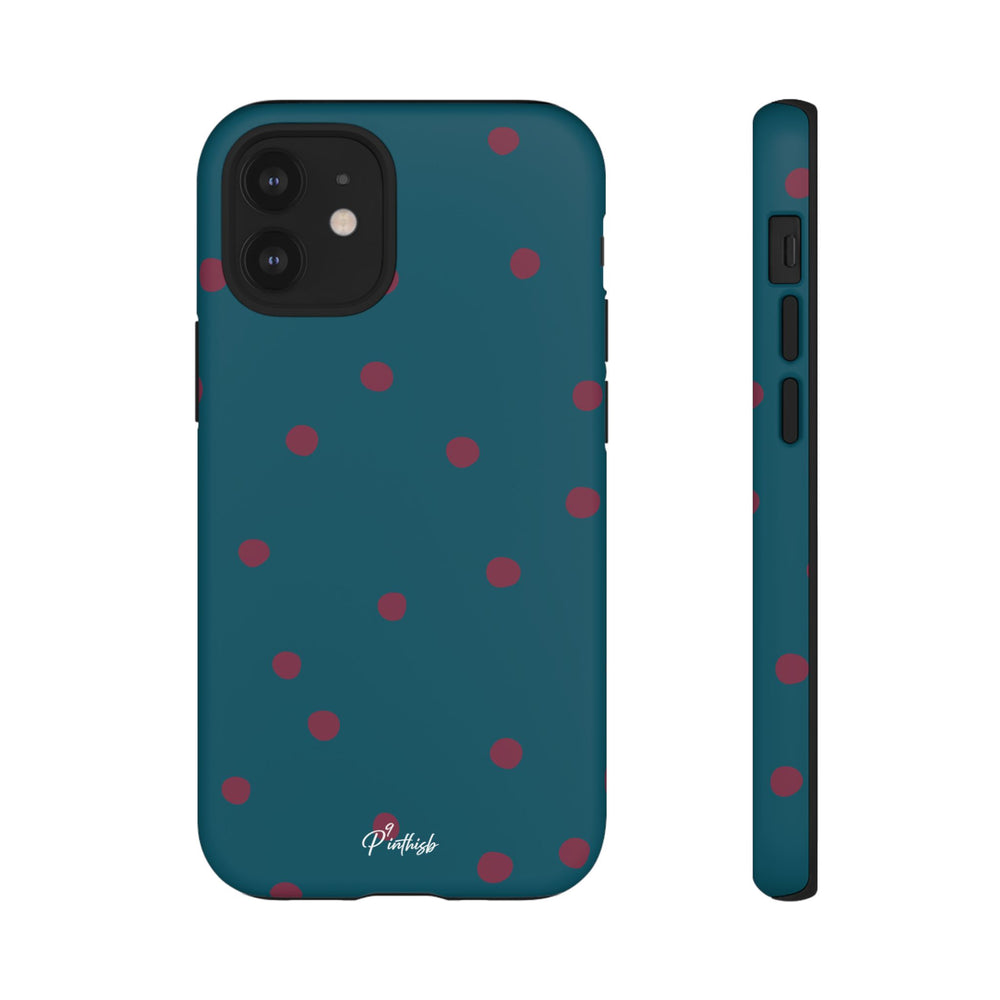 Teal & Burgundy Polka Dot Tough Phone Case