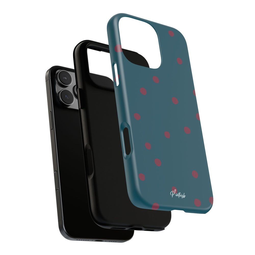 Teal & Burgundy Polka Dot Tough Phone Case