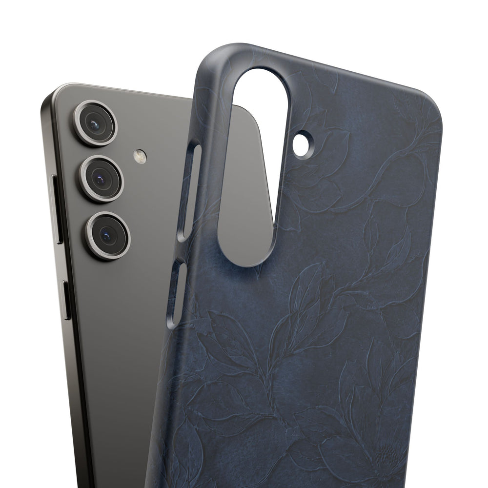 Navy Floral Textured Snap Case