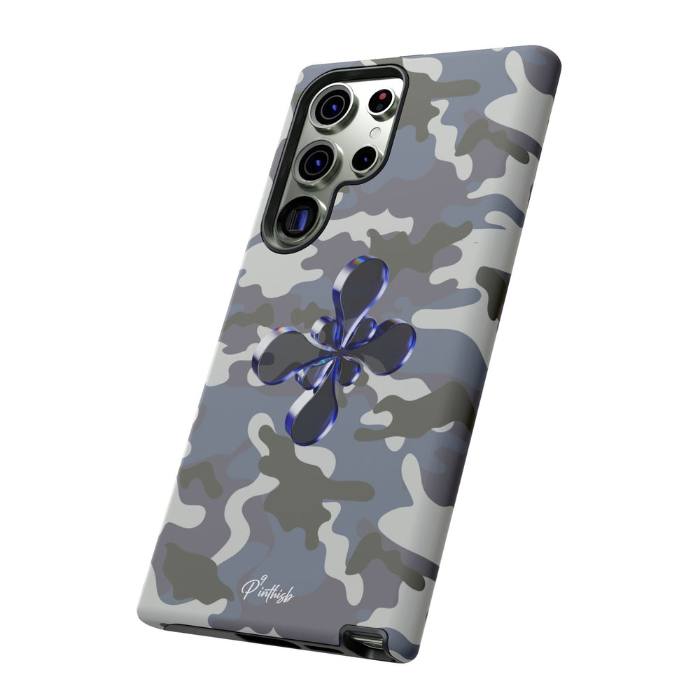 Camouflage with Blue Metallic Clover Tough Case