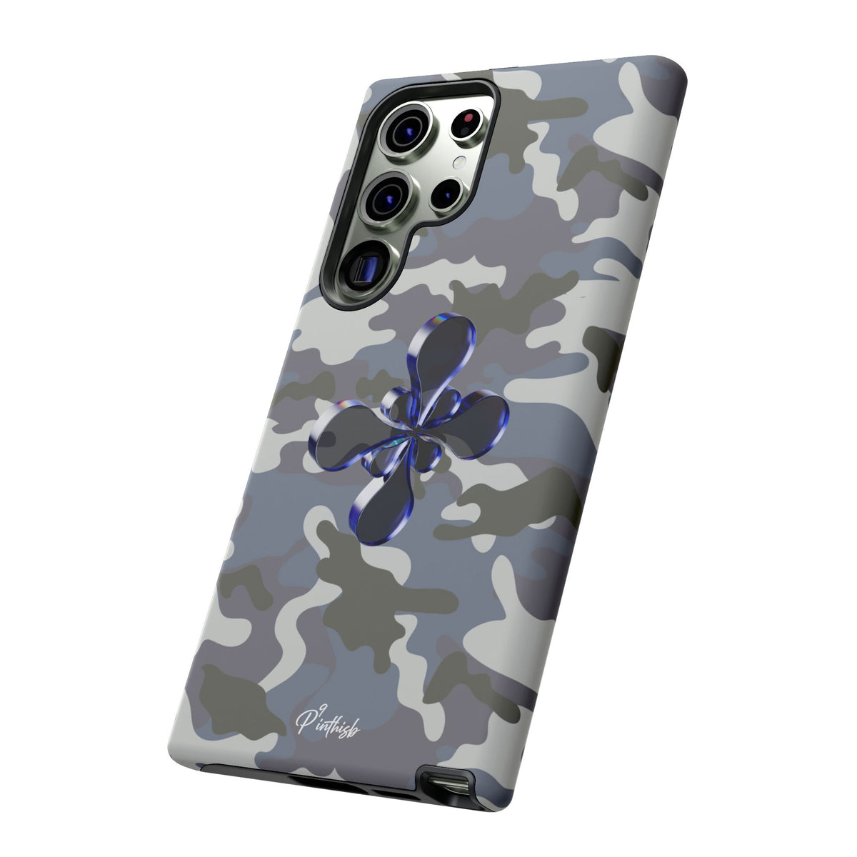 Camouflage with Blue Metallic Clover Tough Case