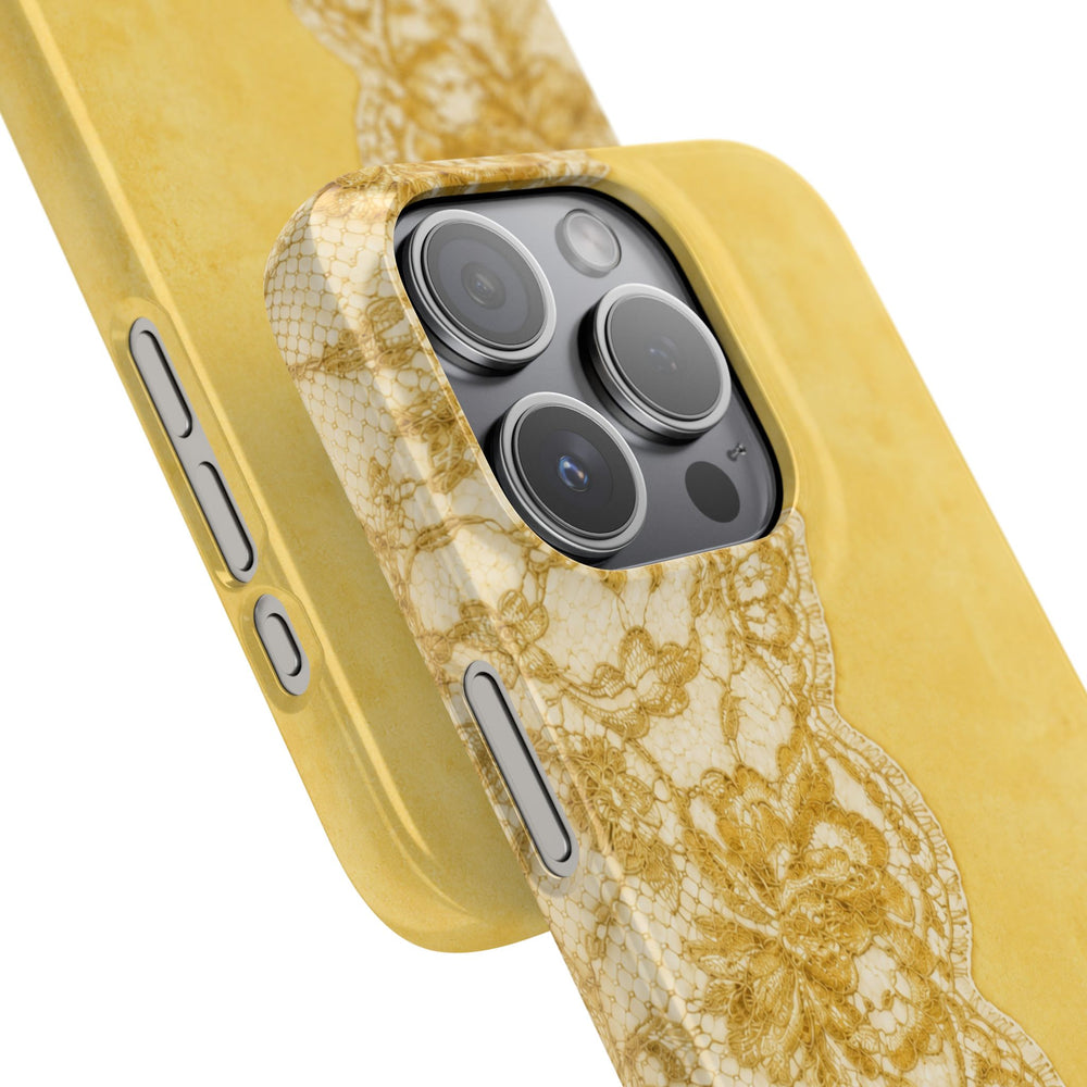 Yellow Vintage Lace Snap Case