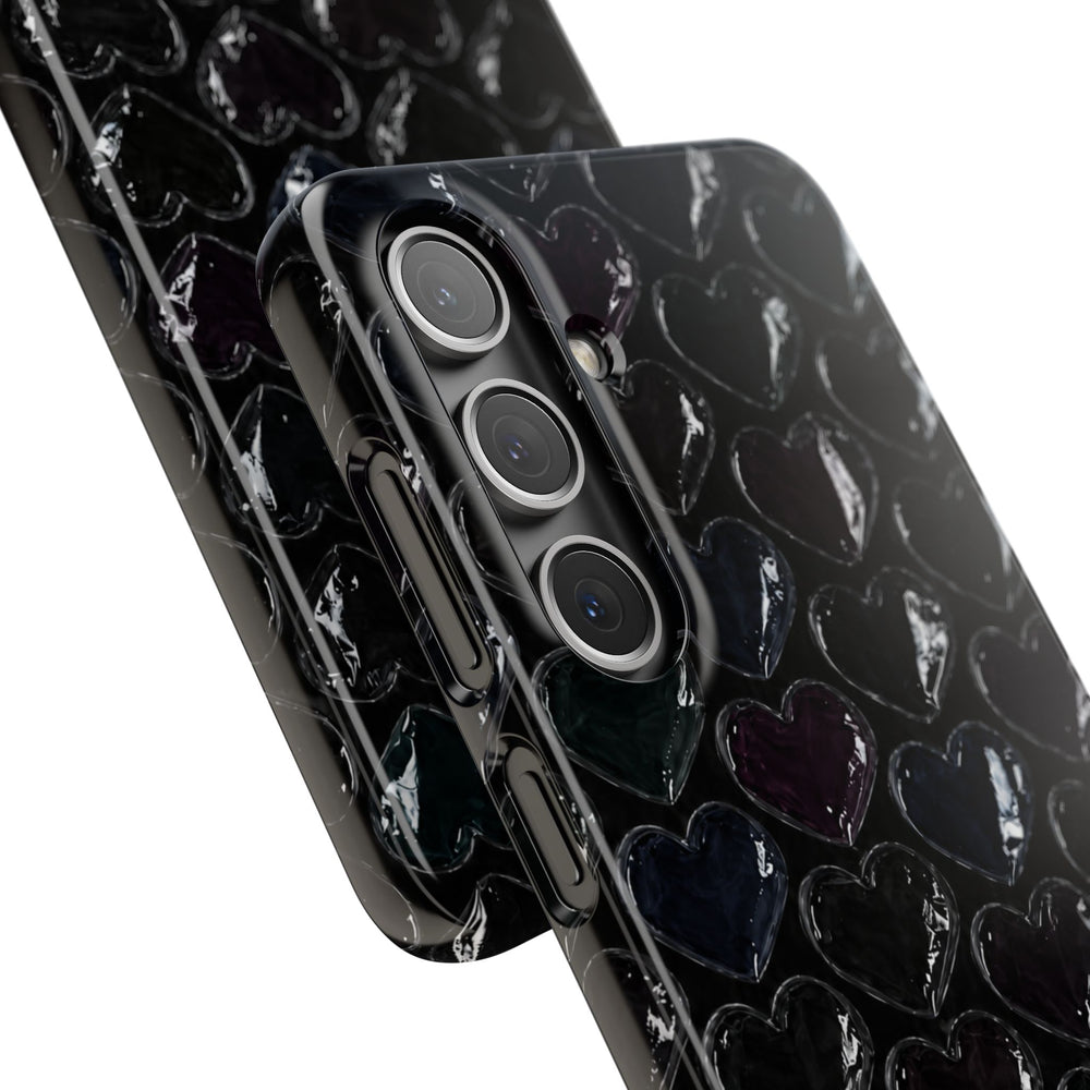 Black Pop Hearts Snap Case