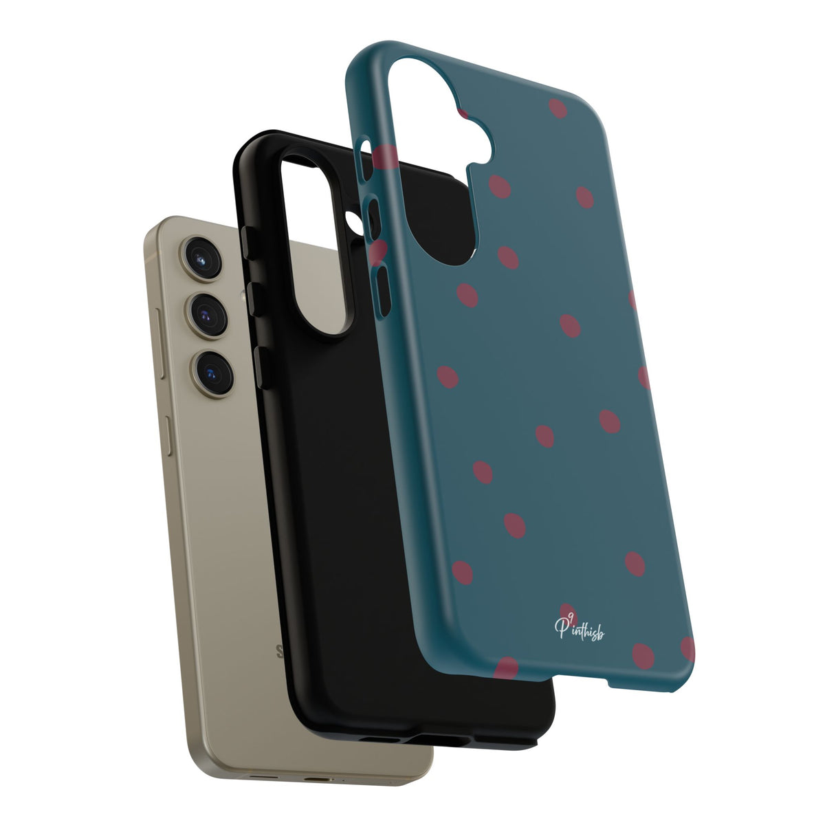 Teal & Burgundy Polka Dot Tough Phone Case