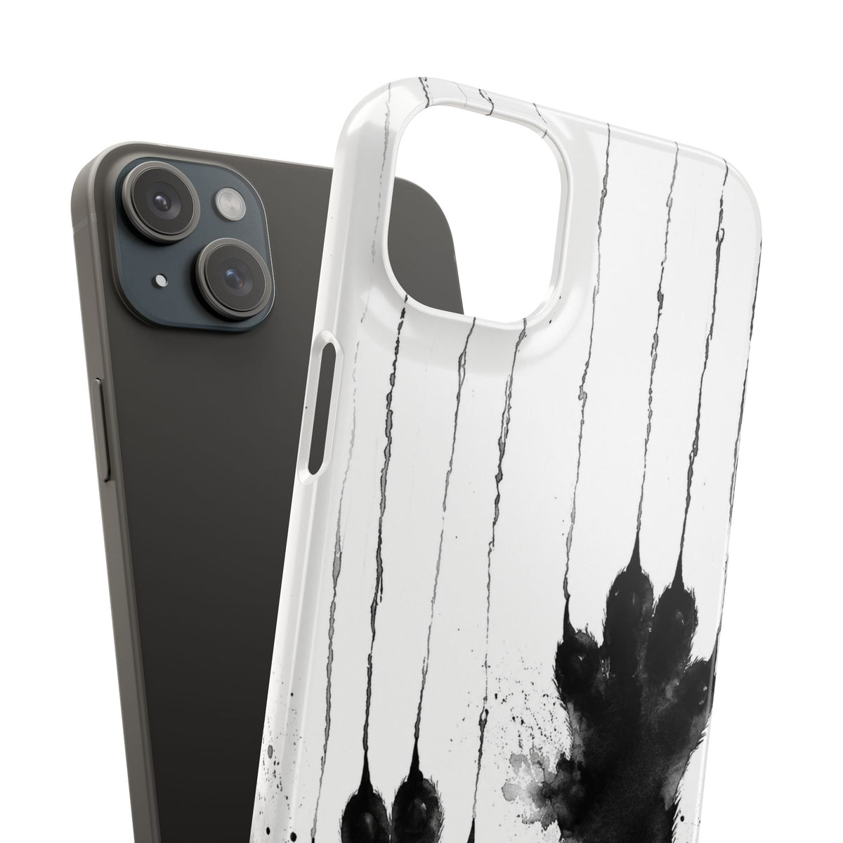Black Ink Paw Print Snap Case
