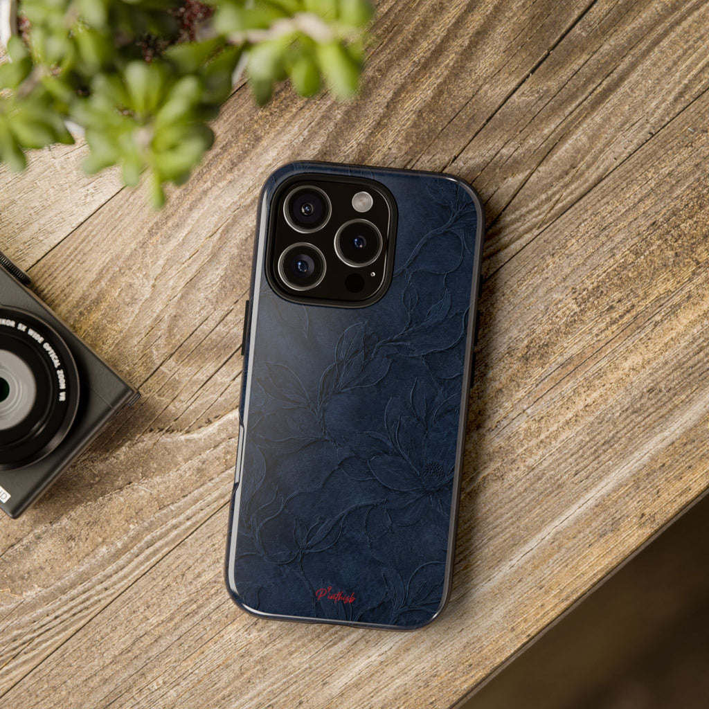 Navy Floral Textured Tough Case