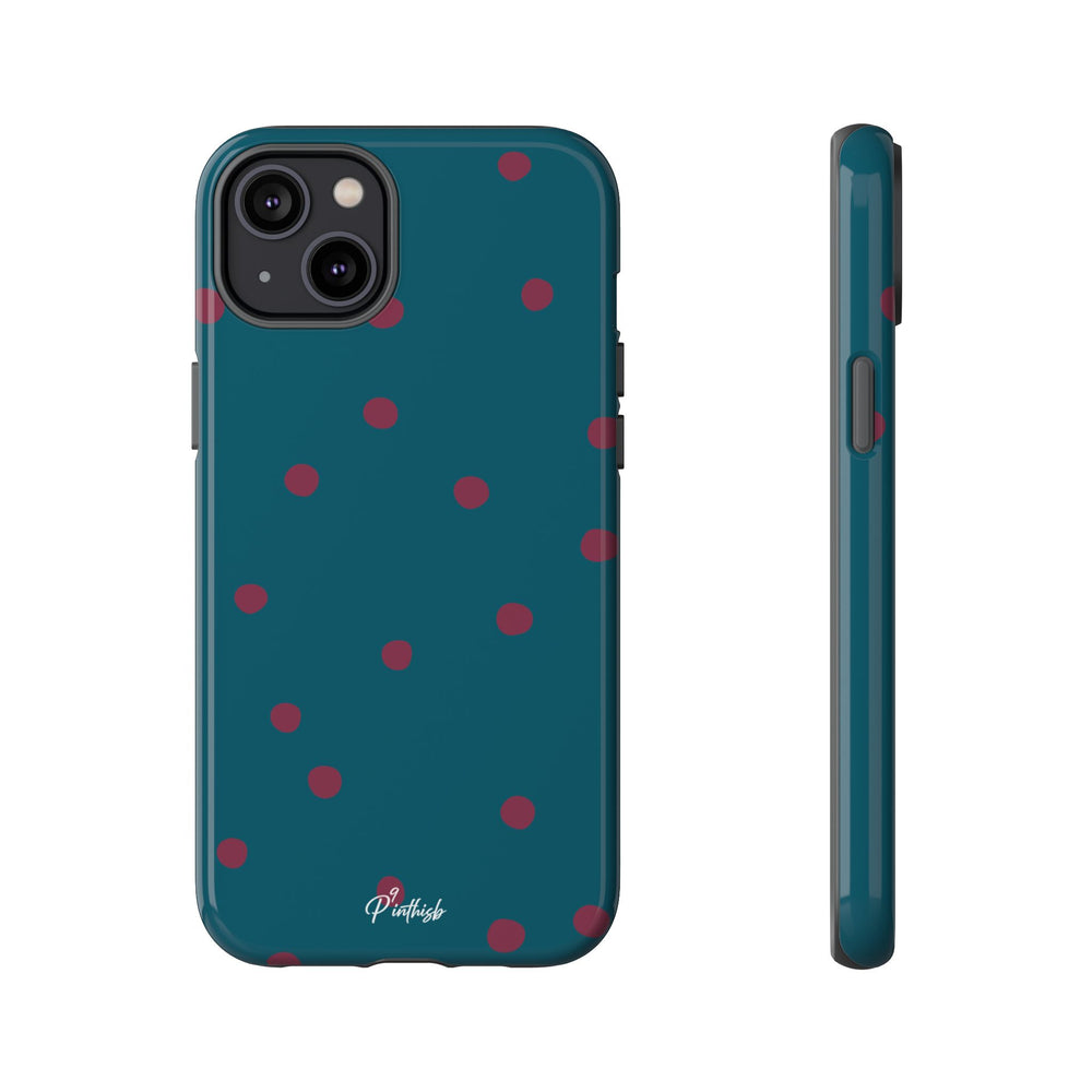 Teal & Burgundy Polka Dot Tough Phone Case