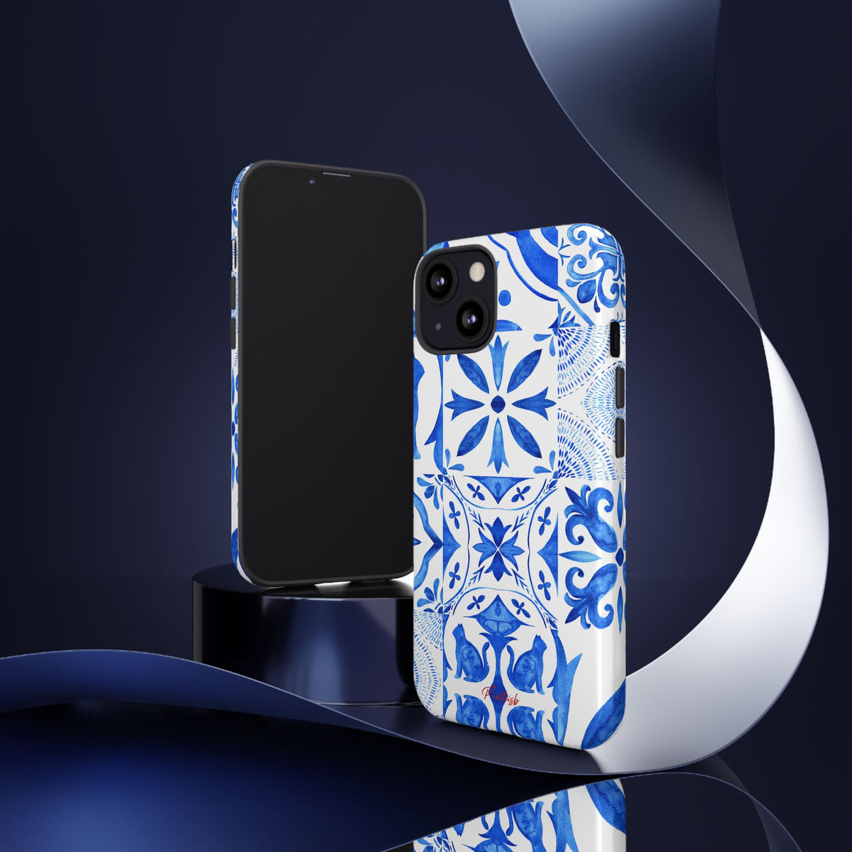 Blue Tile Pattern Tough Phone Case